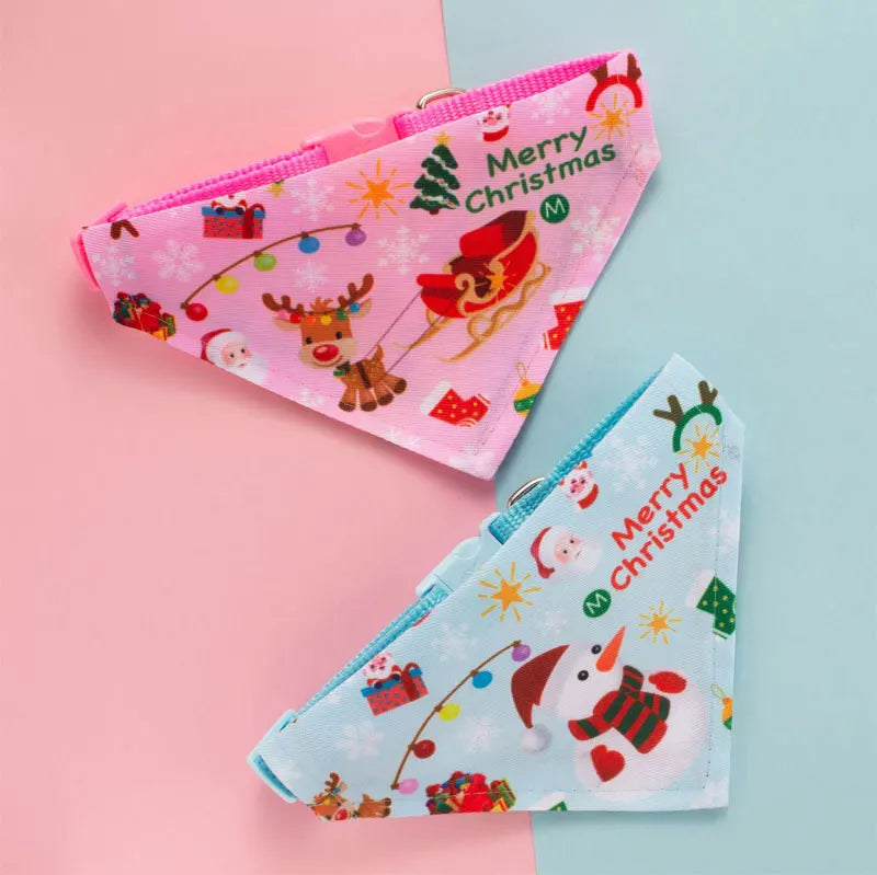 Christmas Pet Bandanas Collar – Santa Claus Cotton Scarf for Small Dogs & Cats | Finpaws Finland