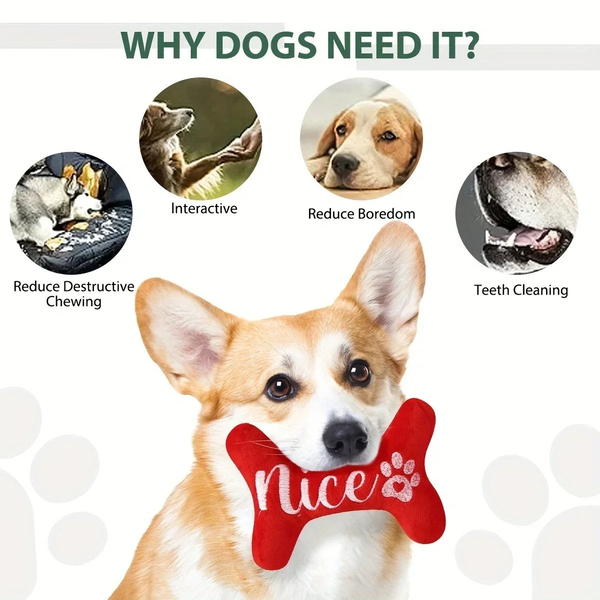 Christmas Bone Design Plush Toy – Squeaky Durable Chew Toy for Dogs | Finpaws Finland