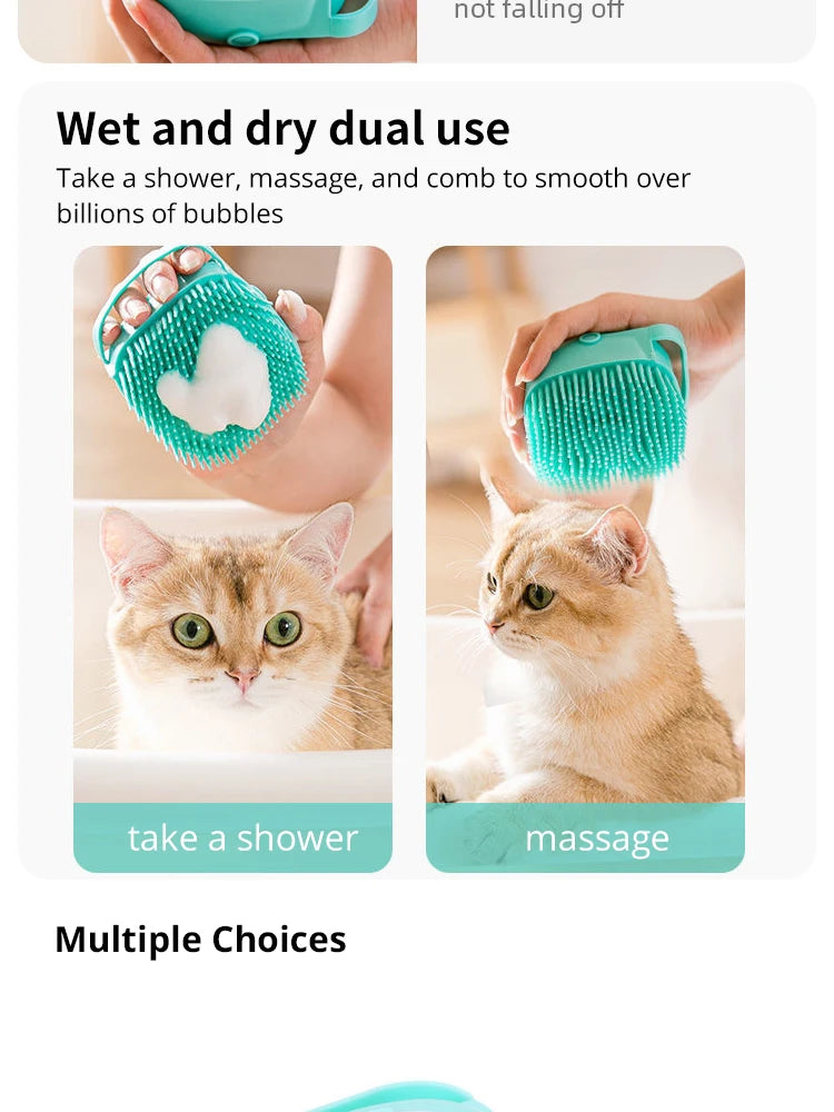 FinPaws Pet Bathing Brush – Soft Silicone Massager & Shower Gel Dispenser for Dogs & Cats