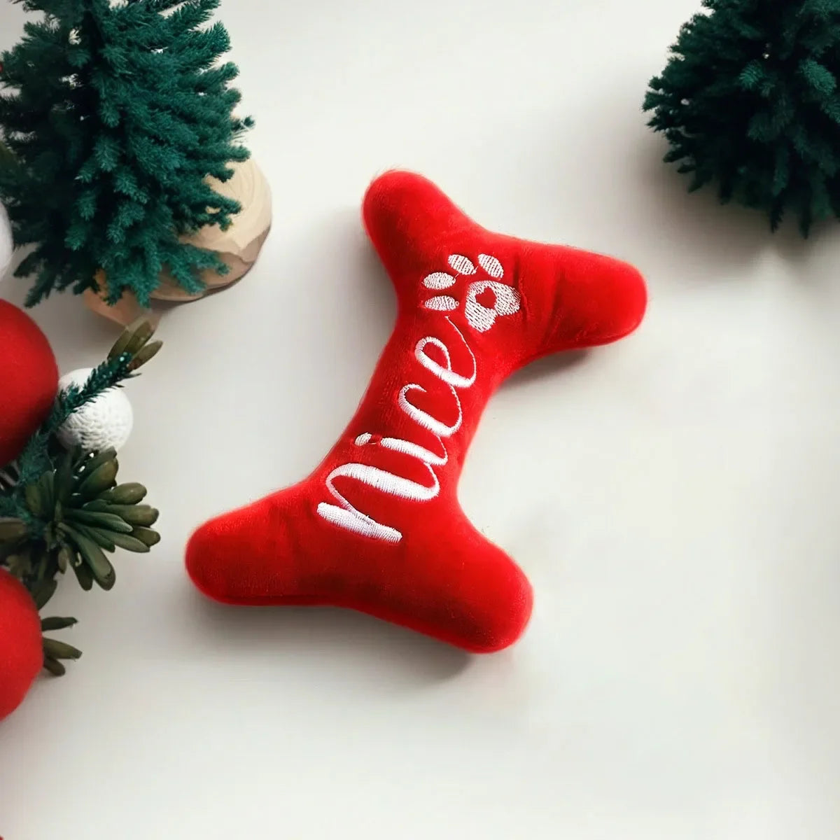 Christmas Bone Design Plush Toy – Squeaky Durable Chew Toy for Dogs | Finpaws Finland