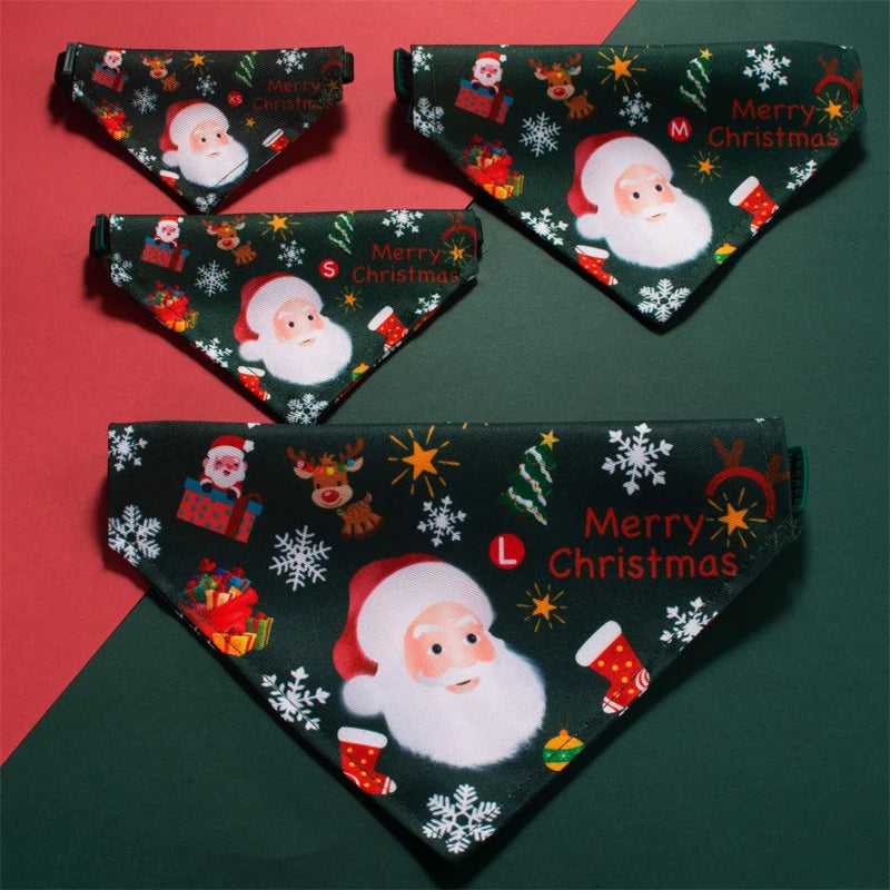 Christmas Pet Bandanas Collar – Santa Claus Cotton Scarf for Small Dogs & Cats | Finpaws Finland