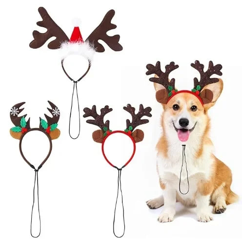 Christmas Pet Antlers Headband – Cute Reindeer Hair Hoops for Dogs & Cats | Finpaws Finland