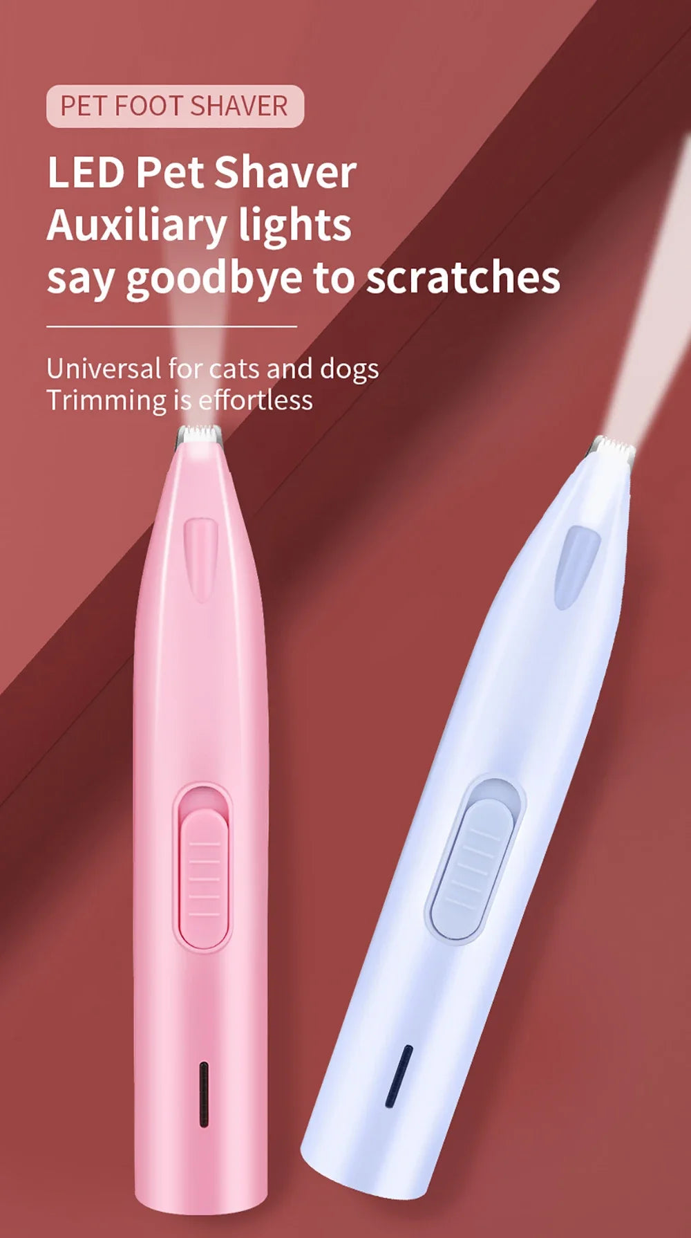 FinPaws Professional Electric Dog & Cat Hair Trimmer Kit – Quiet Rechargeable Grooming Clipper for Feet, Ears, Butt, Nails