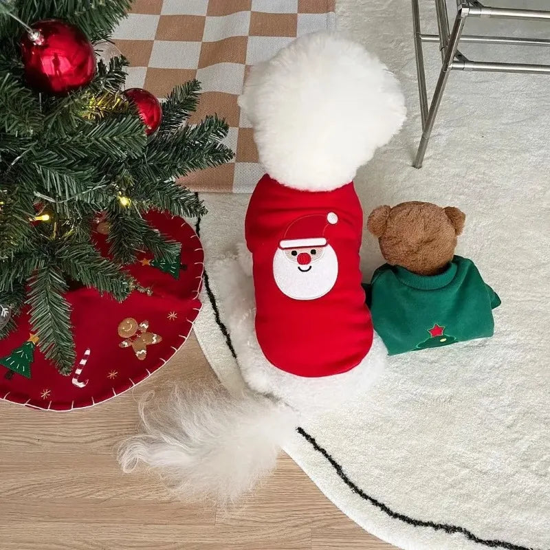 Cute Winter Pet Dog Christmas Hoodie – Plush Warm Coat for Small Dogs & Cats | FinPaws BrandBuddy