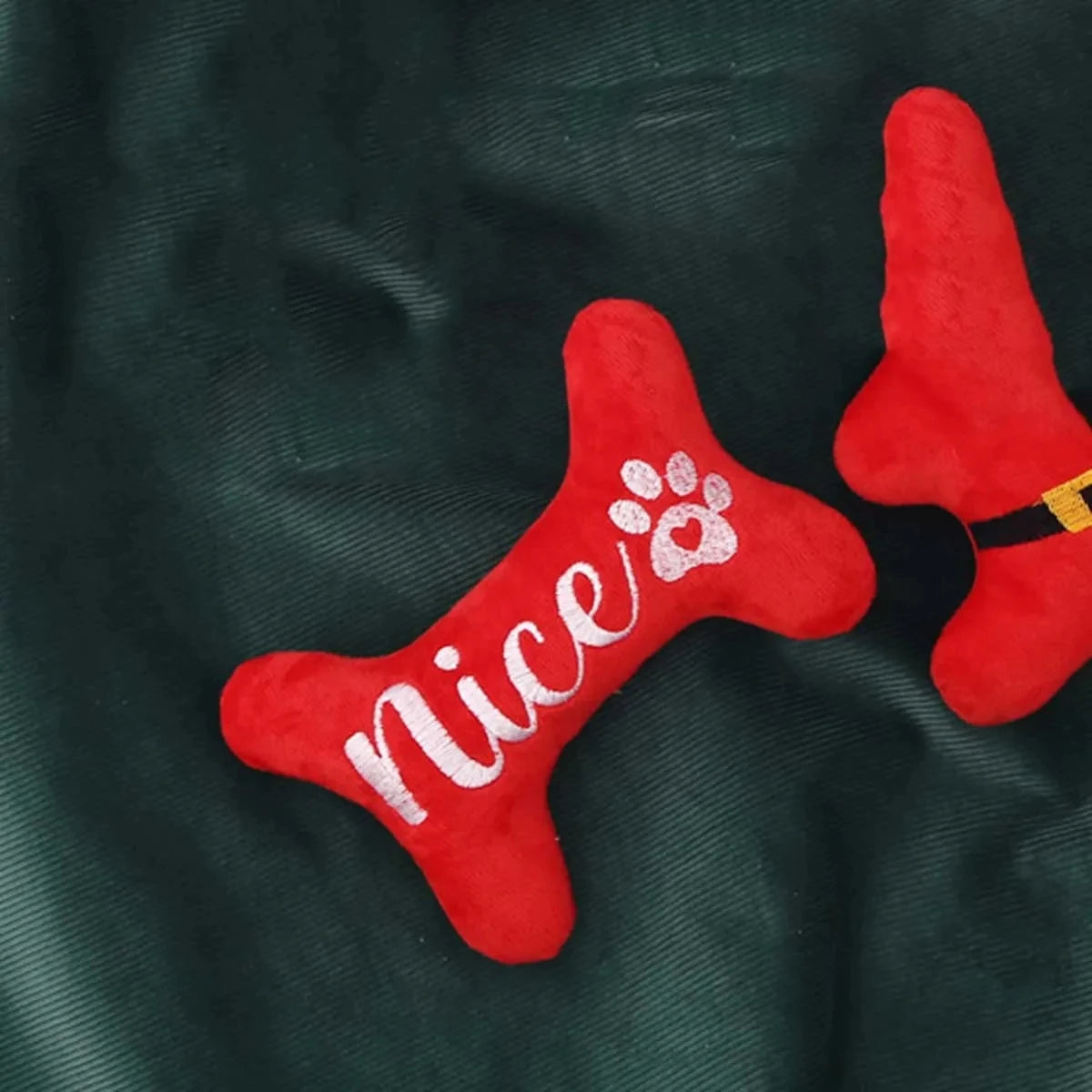 Christmas Bone Design Plush Toy – Squeaky Durable Chew Toy for Dogs | Finpaws Finland