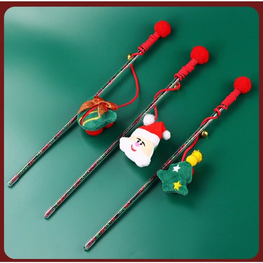 Christmas Cat Toys & Teasing Sticks – Santa & Reindeer Cat Playtime Fun