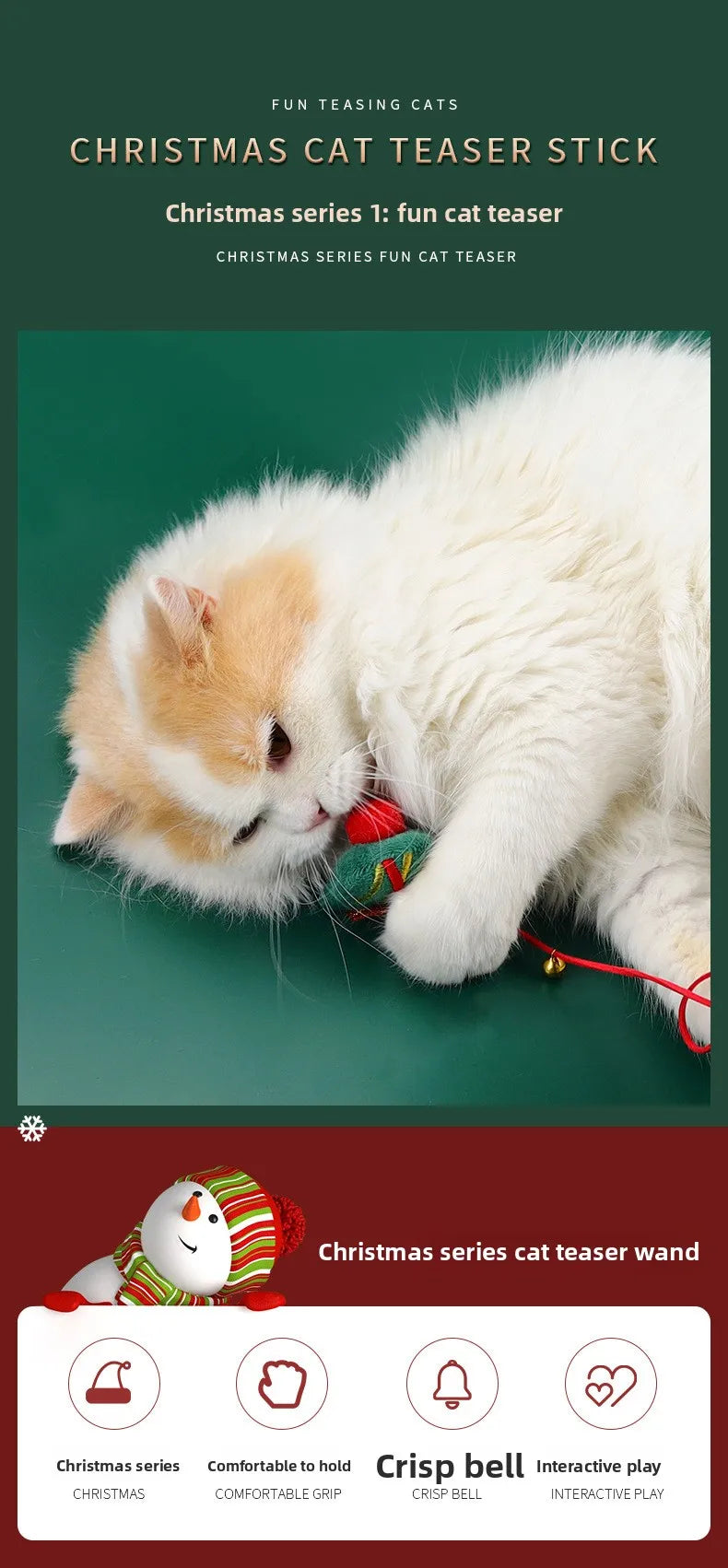 Christmas Cat Toys & Teasing Sticks – Santa & Reindeer Cat Playtime Fun
