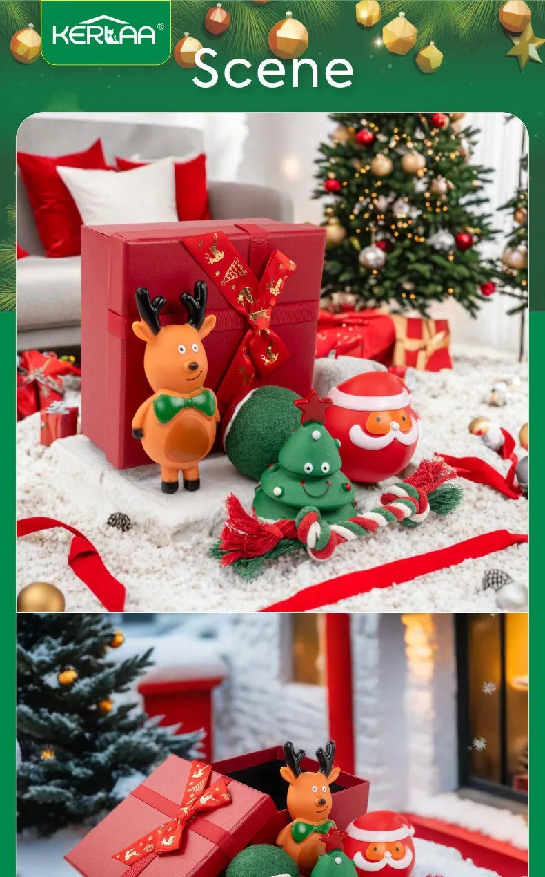 Christmas Dog Toy Gift Box – Sound Elk & Deer Chew Toy Set | Bite Resistant Limited Edition | Finpaws Finland