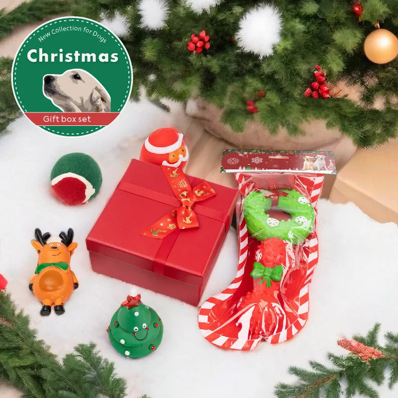 Christmas Dog Toy Gift Box – Sound Elk & Deer Chew Toy Set | Bite Resistant Limited Edition | Finpaws Finland