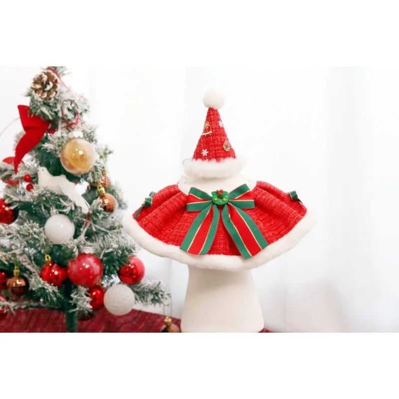 Christmas Pet Collar Scarf & Hat Set – Classic Plush Winter Outfit for Small Dogs & Cats | Finpaws Finland