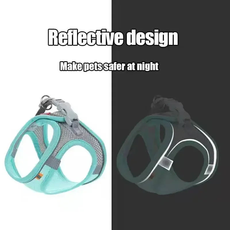 Safe Design Adjustable Cat/Dog Harness Vest for Small Medium Cat/Dogs Pet Harness Chest Rope & Reflective Strips Breathable