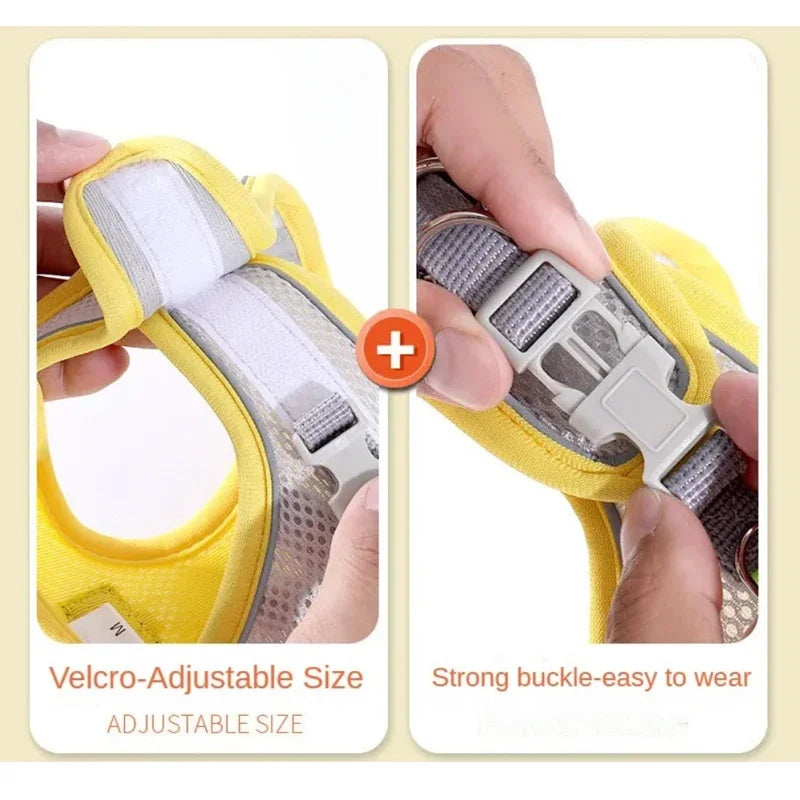 Safe Design Adjustable Cat/Dog Harness Vest for Small Medium Cat/Dogs Pet Harness Chest Rope & Reflective Strips Breathable