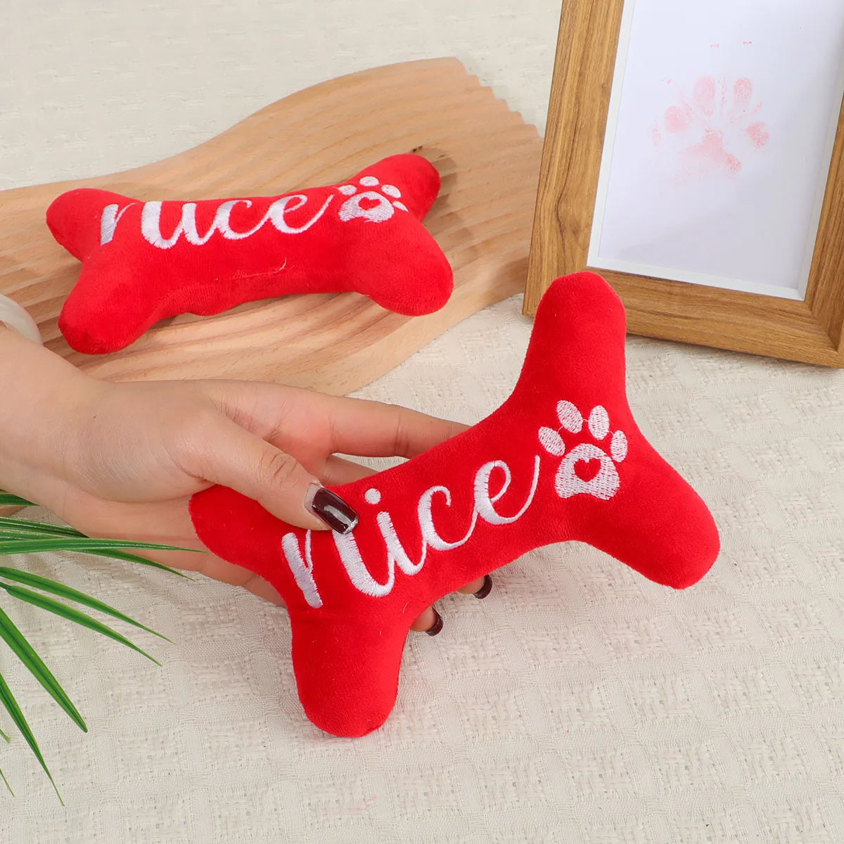 Christmas Bone Design Plush Toy – Squeaky Durable Chew Toy for Dogs | Finpaws Finland