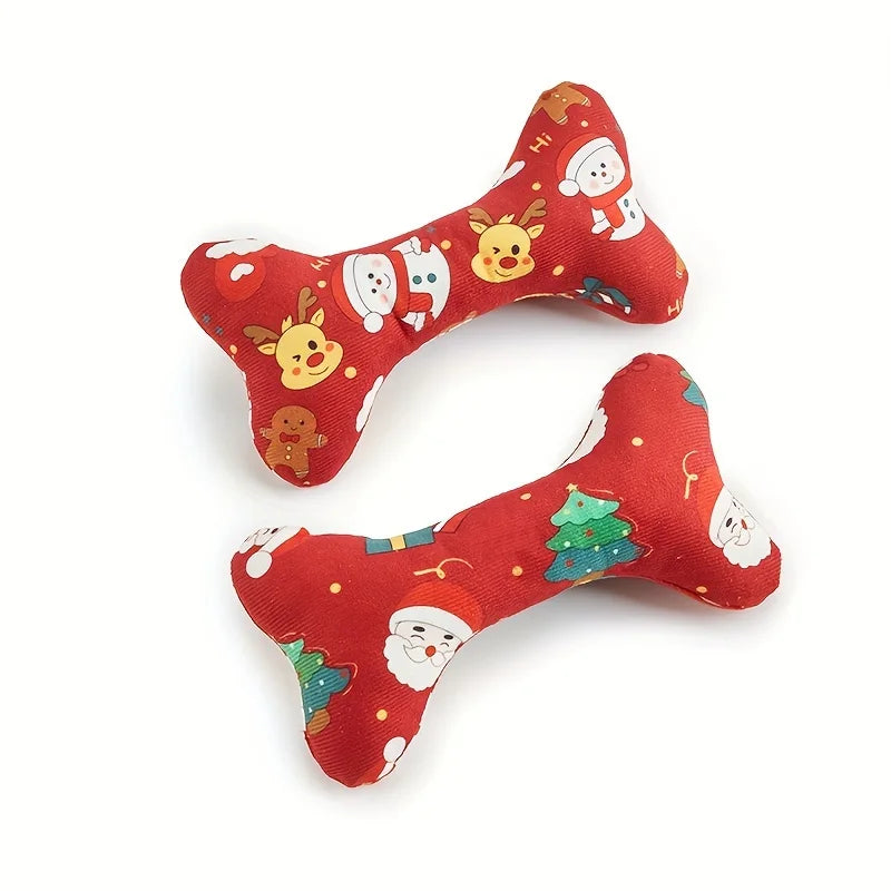 Durable Plush Bone-Shaped Dog Toy – Squeaky, Chew-Resistant for All Breeds | Perfect for Christmas & Birthdays | Finpaws Finland
