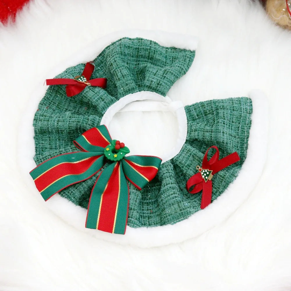 Christmas Pet Collar Scarf & Hat Set – Classic Plush Winter Outfit for Small Dogs & Cats | Finpaws Finland