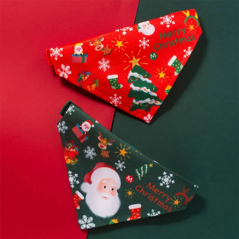 Christmas Pet Bandanas Collar – Santa Claus Cotton Scarf for Small Dogs & Cats | Finpaws Finland