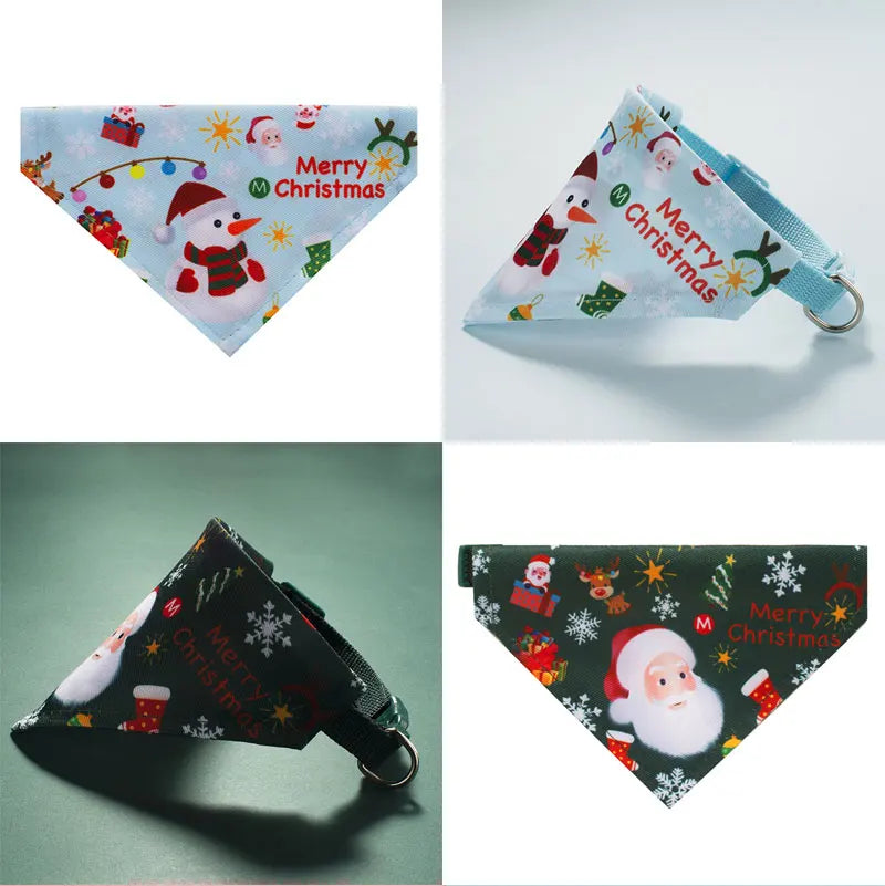 Christmas Pet Bandanas Collar – Santa Claus Cotton Scarf for Small Dogs & Cats | Finpaws Finland