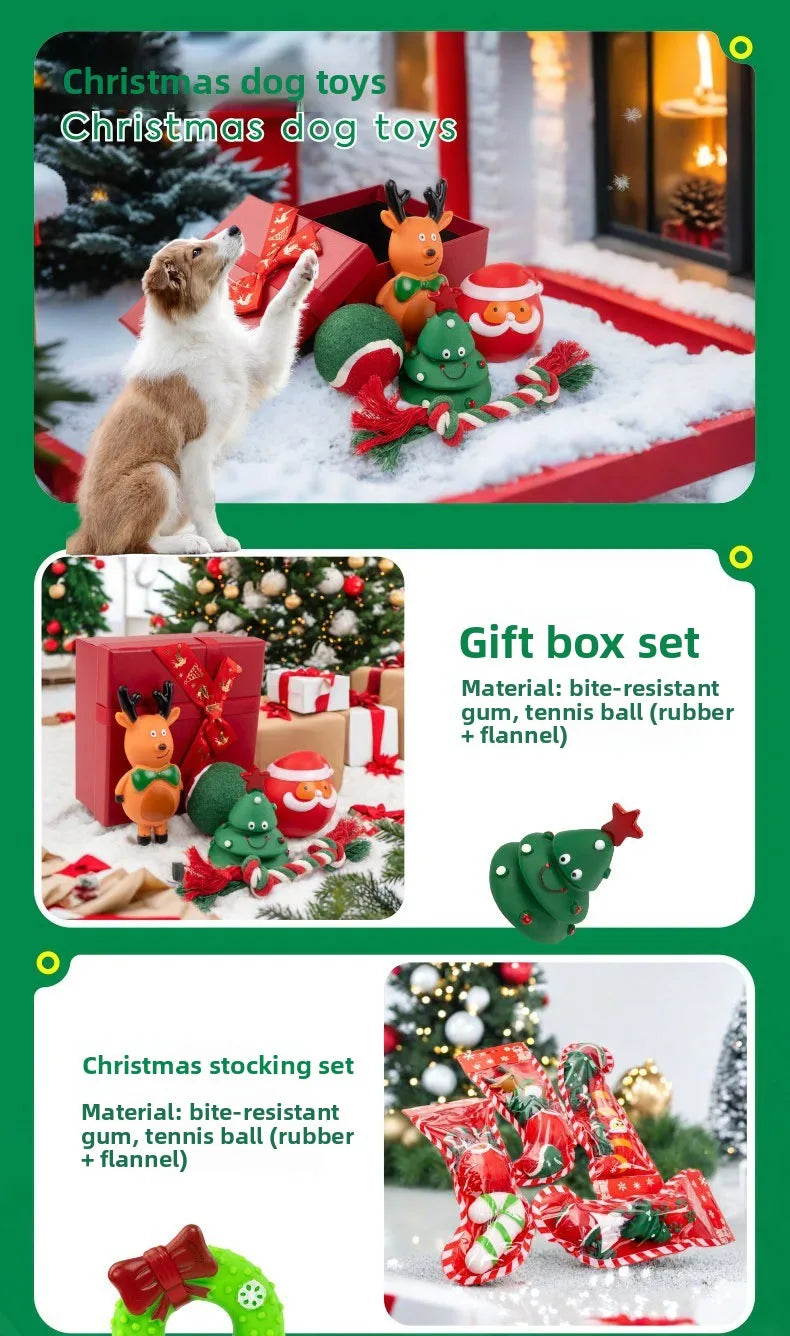 Christmas Dog Toy Gift Box – Sound Elk & Deer Chew Toy Set | Bite Resistant Limited Edition | Finpaws Finland