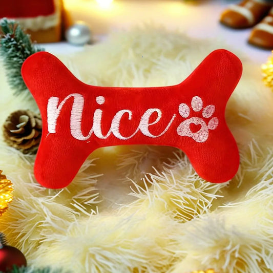 Christmas Bone Design Plush Toy – Squeaky Durable Chew Toy for Dogs | Finpaws Finland
