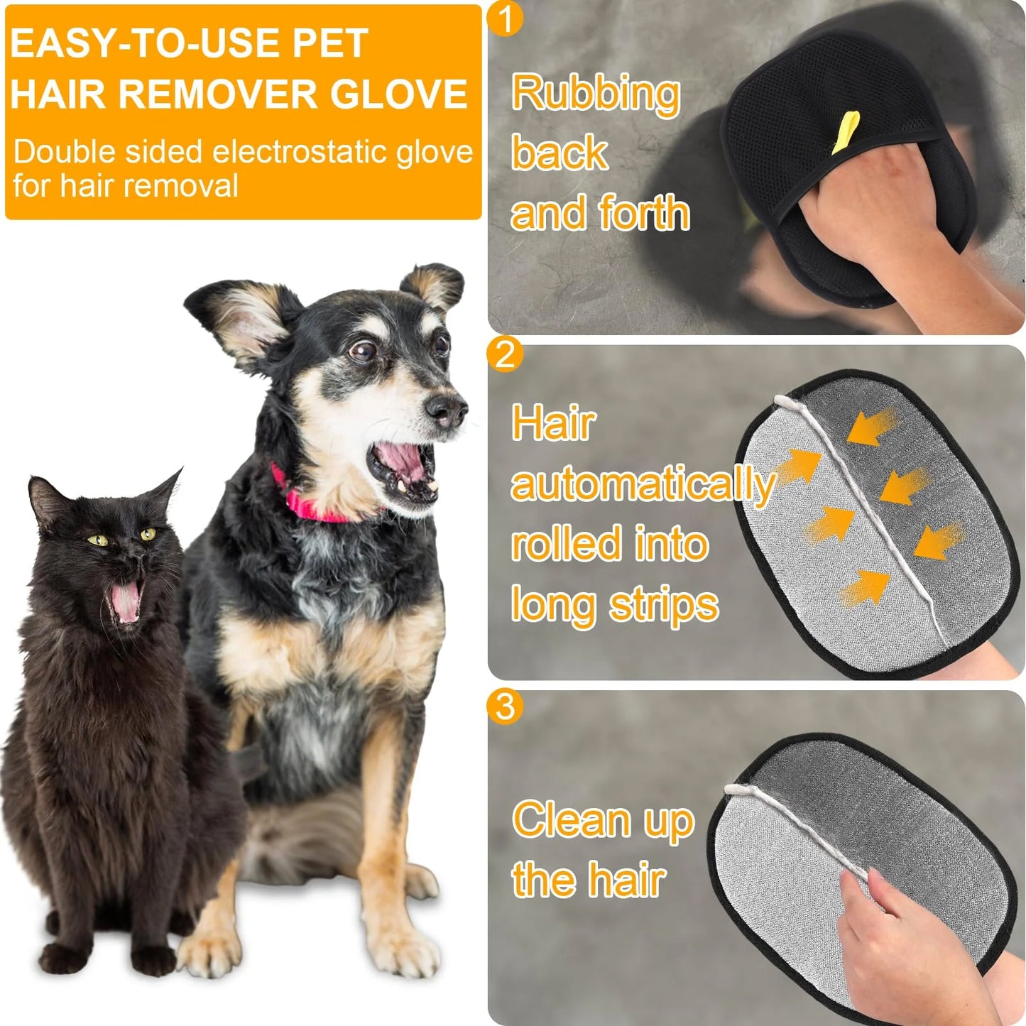 FinPaws Double-Sided Pet Grooming Gloves – Dog & Cat Bathing and Washing Gloves for Gentle Cleaning