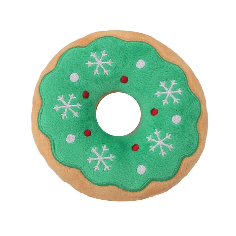 Christmas Cartoon Plush Toy Series – Santa, Elk, Gingerbread & Donut Squeaky Toys for Dogs & Cats | Finpaws Finland