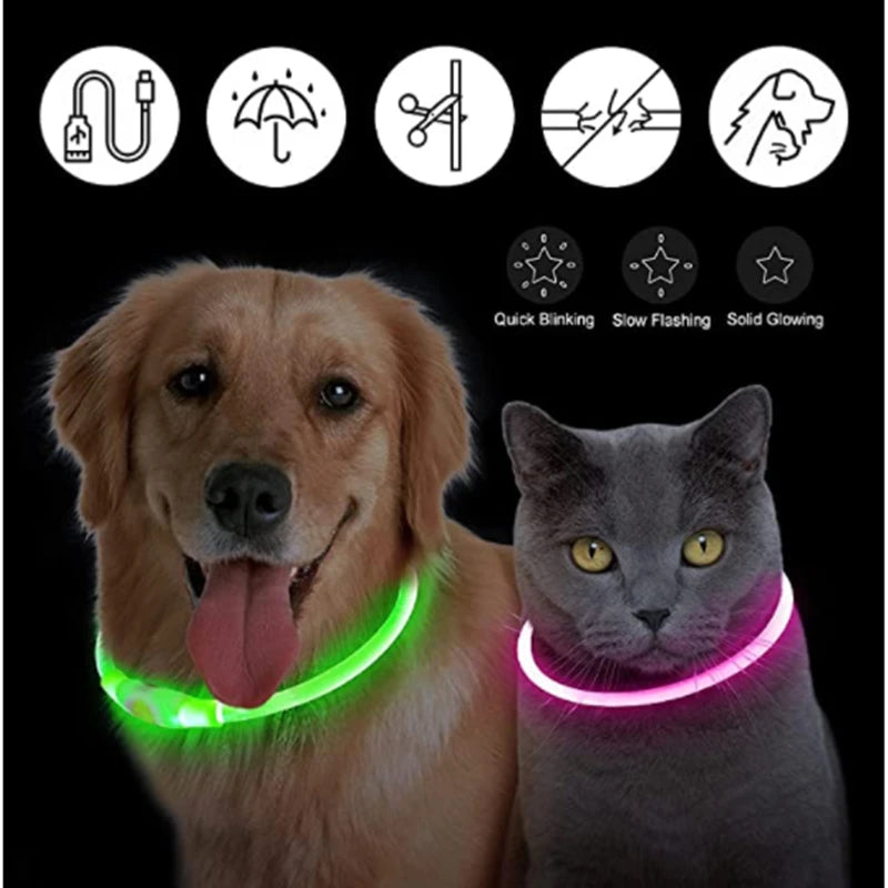 FinPaws BrandBuddy LED Luminous Pet Collar – Rechargeable Glowing Safety Light Necklace for Dogs & Cats | Heijastava LED Koiran Kaulapanta ja Kissan Kaulakoru