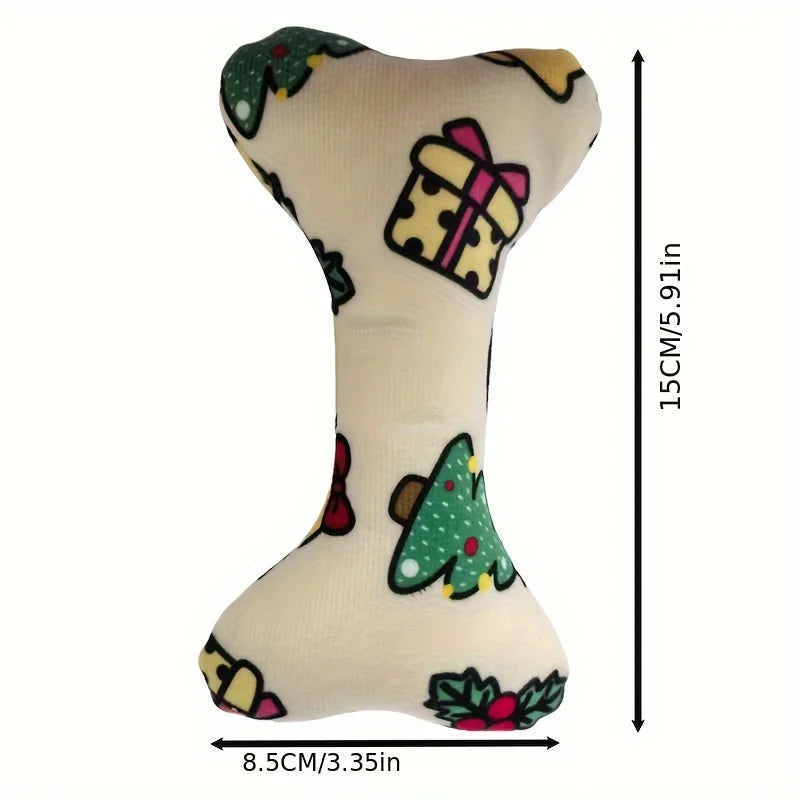 Durable Plush Bone-Shaped Dog Toy – Squeaky, Chew-Resistant for All Breeds | Perfect for Christmas & Birthdays | Finpaws Finland