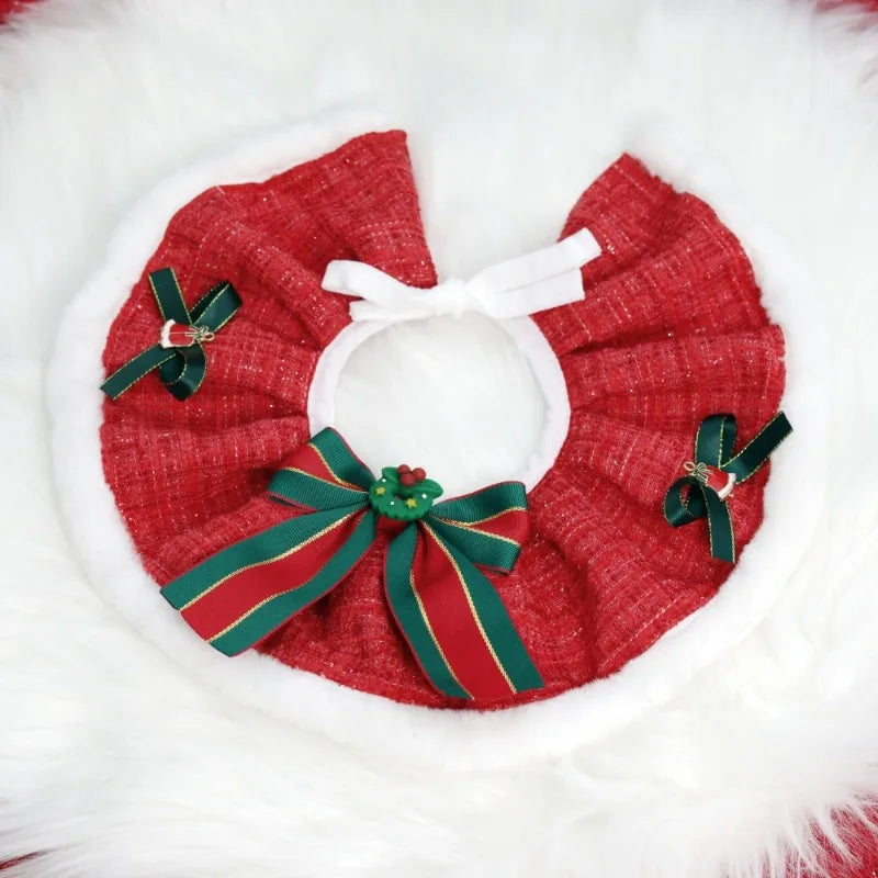 Christmas Pet Collar Scarf & Hat Set – Classic Plush Winter Outfit for Small Dogs & Cats | Finpaws Finland
