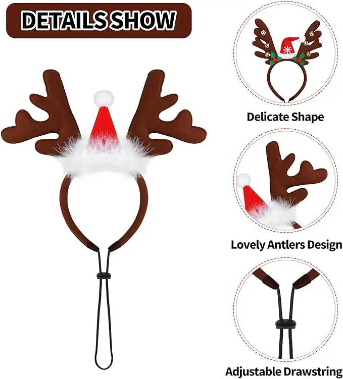 Christmas Pet Antlers Headband – Cute Reindeer Hair Hoops for Dogs & Cats | Finpaws Finland