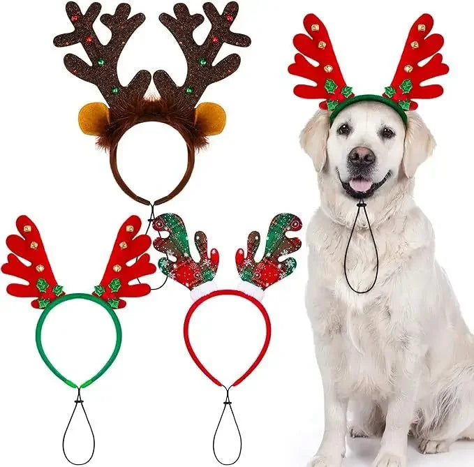 Christmas Pet Antlers Headband – Cute Reindeer Hair Hoops for Dogs & Cats | Finpaws Finland