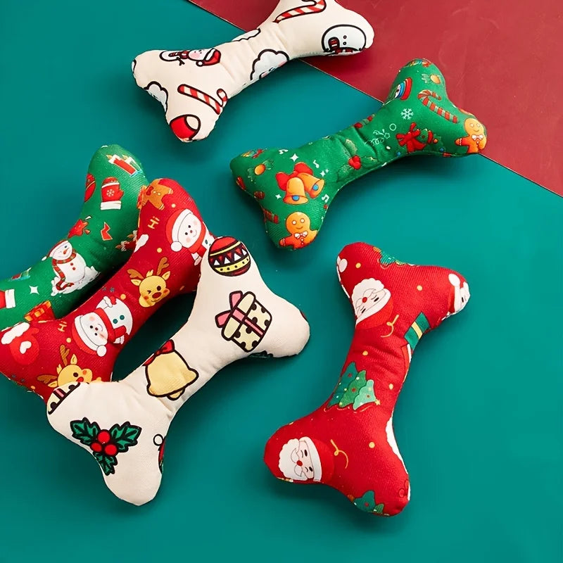 Durable Plush Bone-Shaped Dog Toy – Squeaky, Chew-Resistant for All Breeds | Perfect for Christmas & Birthdays | Finpaws Finland
