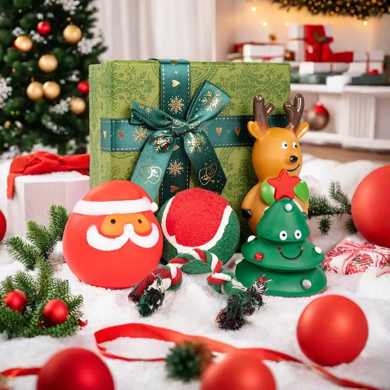 Christmas Dog Toy Gift Box – Sound Elk & Deer Chew Toy Set | Bite Resistant Limited Edition | Finpaws Finland