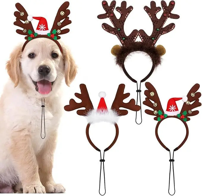 Christmas Pet Antlers Headband – Cute Reindeer Hair Hoops for Dogs & Cats | Finpaws Finland