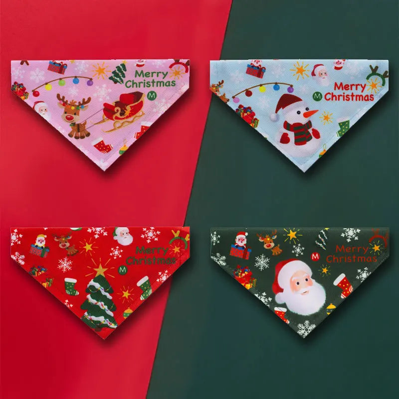 Christmas Pet Bandanas Collar – Santa Claus Cotton Scarf for Small Dogs & Cats | Finpaws Finland