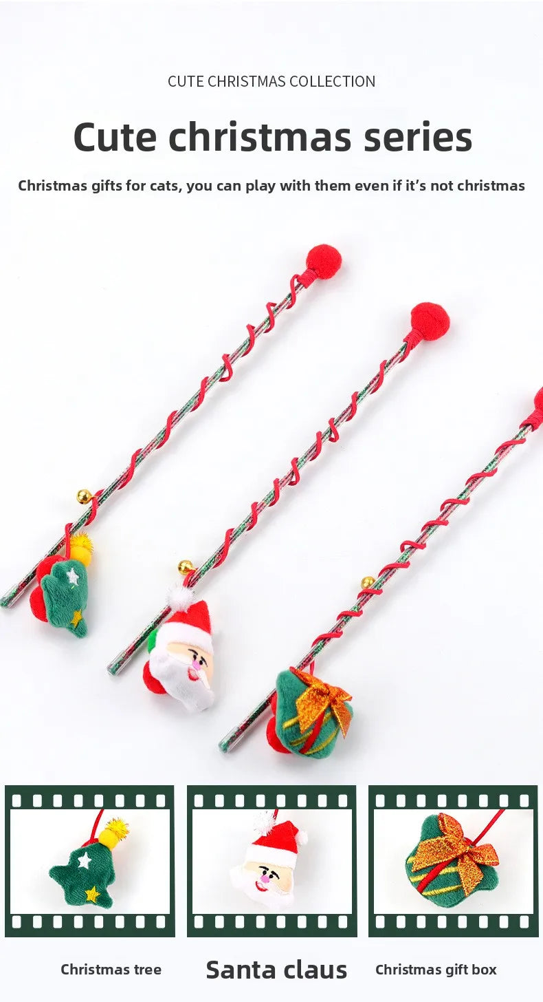 Christmas Cat Toys & Teasing Sticks – Santa & Reindeer Cat Playtime Fun