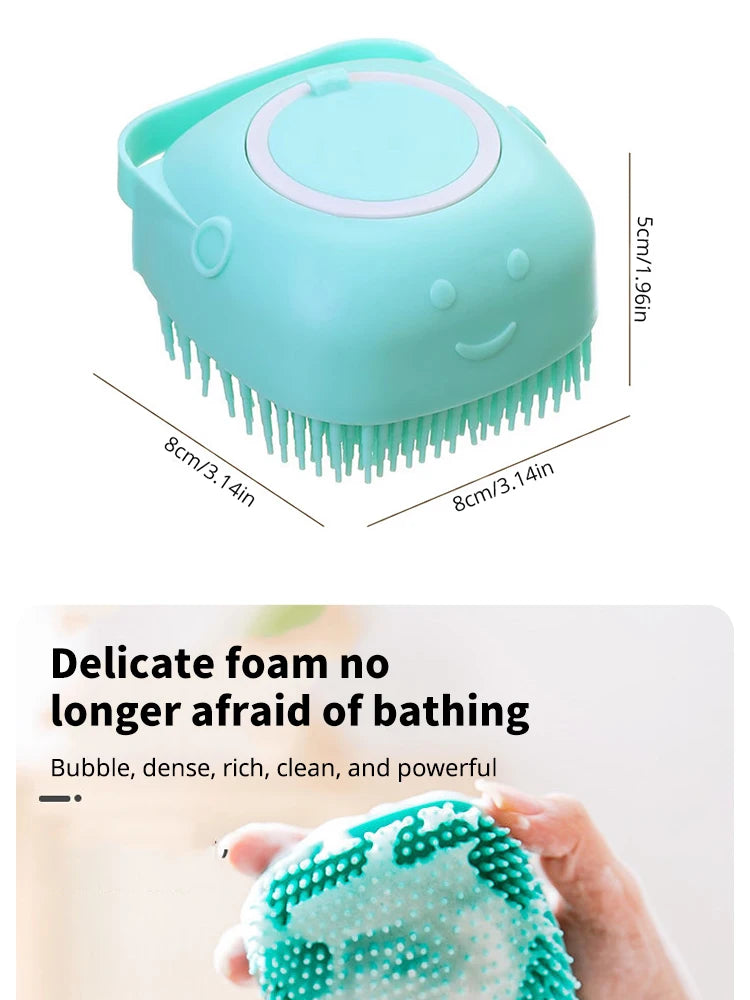 FinPaws Pet Bathing Brush – Soft Silicone Massager & Shower Gel Dispenser for Dogs & Cats