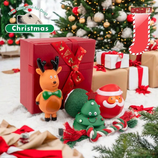 Christmas Dog Toy Gift Box – Sound Elk & Deer Chew Toy Set | Bite Resistant Limited Edition | Finpaws Finland