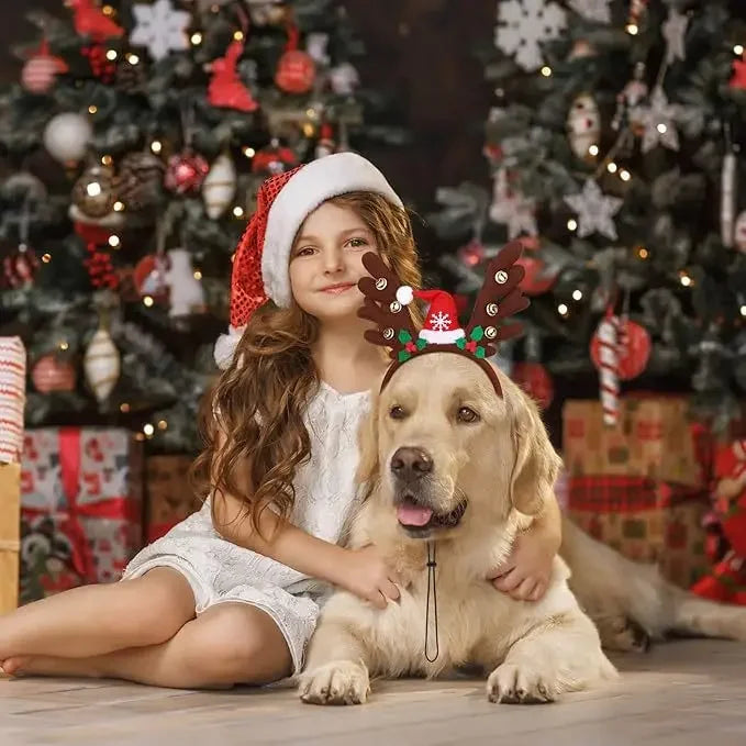 Christmas Pet Antlers Headband – Cute Reindeer Hair Hoops for Dogs & Cats | Finpaws Finland