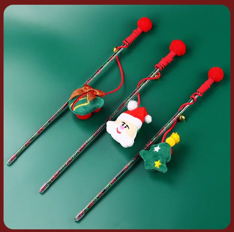 Christmas Cat Toys & Teasing Sticks – Santa & Reindeer Cat Playtime Fun