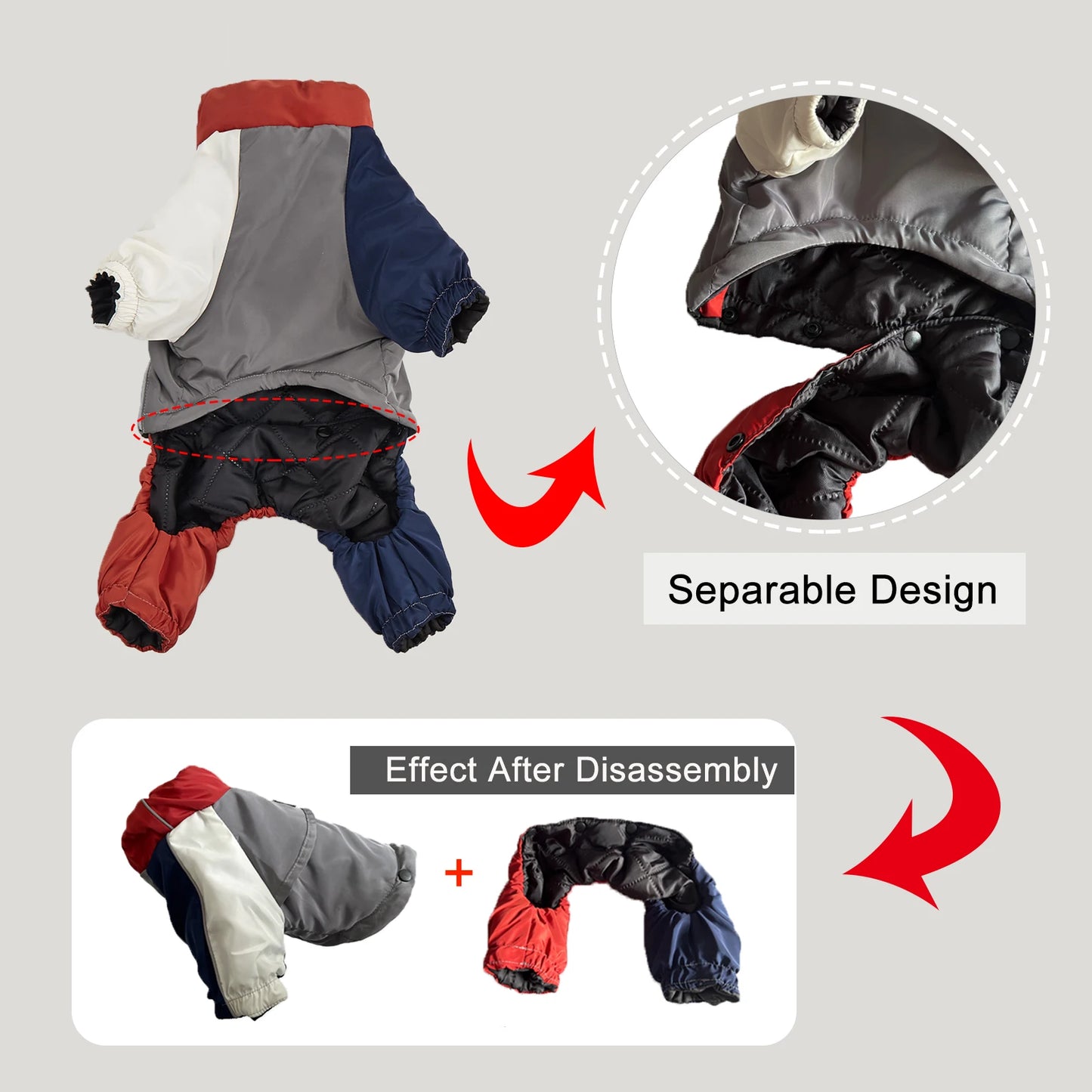 Winter Dog Jacket Warm Thicken Cotton Clothes With Traction Ring Dog Windproof Coat Medium Large Dogs Outdoor Cold Proof Clothes (Copy)