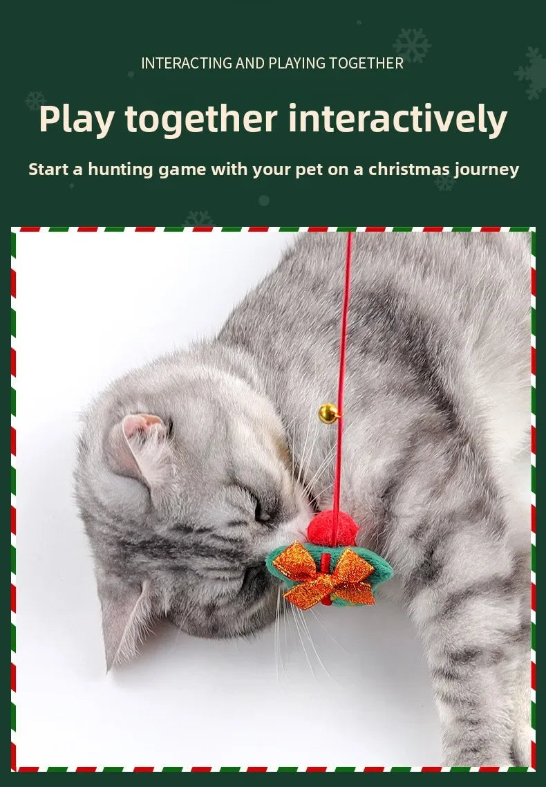Christmas Cat Toys & Teasing Sticks – Santa & Reindeer Cat Playtime Fun