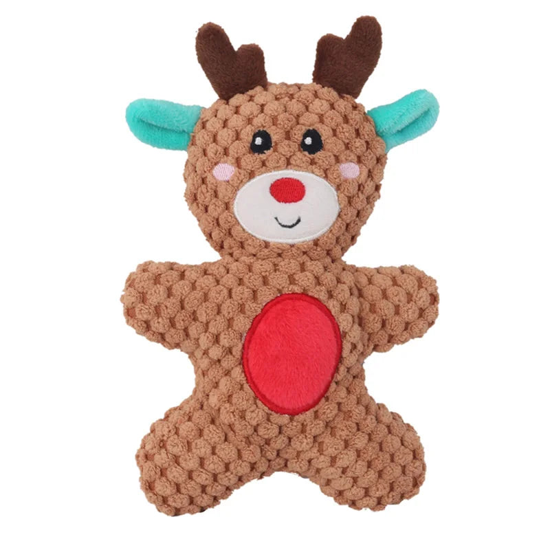 Christmas Cartoon Plush Toy Series – Santa, Elk, Gingerbread & Donut Squeaky Toys for Dogs & Cats | Finpaws Finland