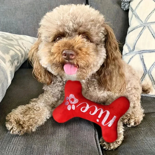 Christmas Bone Design Plush Toy – Squeaky Durable Chew Toy for Dogs | Finpaws Finland