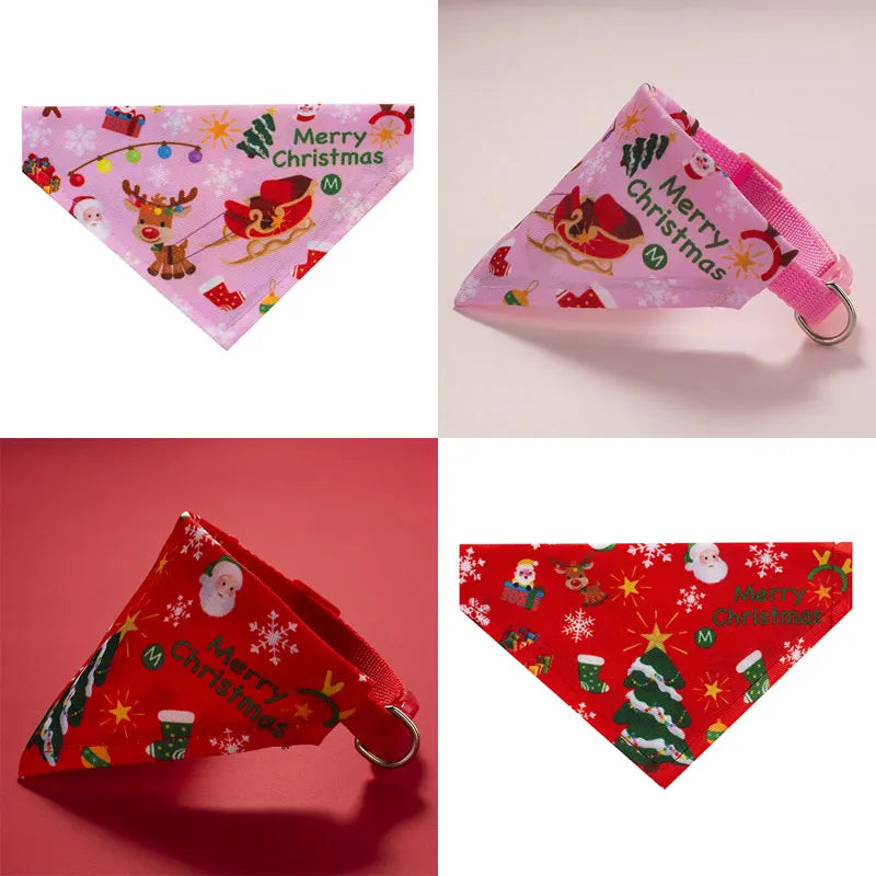 Christmas Pet Bandanas Collar – Santa Claus Cotton Scarf for Small Dogs & Cats | Finpaws Finland