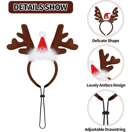 Christmas Pet Antlers Headband – Cute Reindeer Hair Hoops for Dogs & Cats | Finpaws Finland