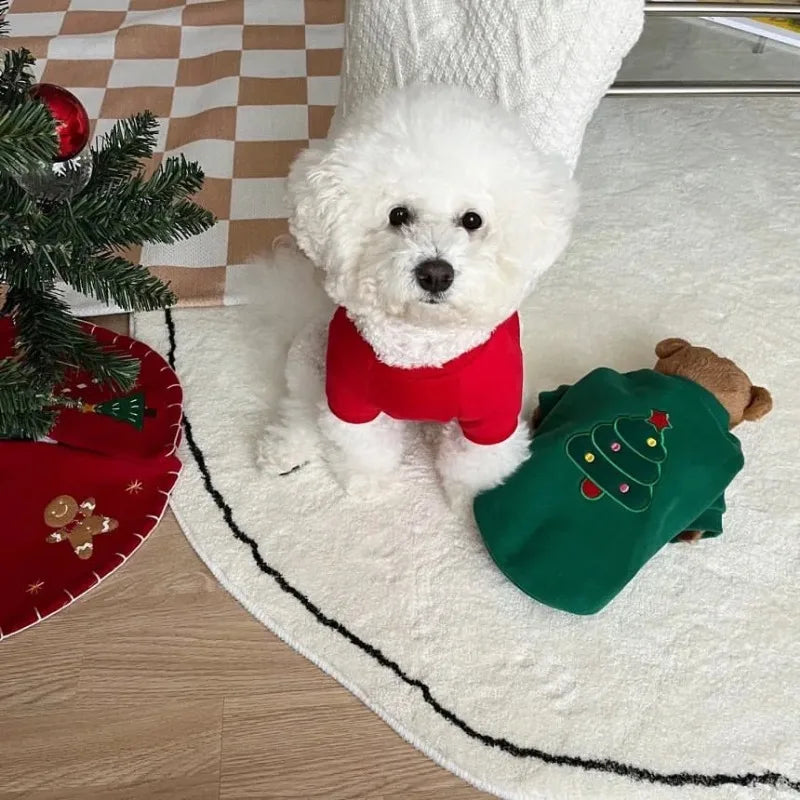 Cute Winter Pet Dog Christmas Hoodie – Plush Warm Coat for Small Dogs & Cats | FinPaws BrandBuddy