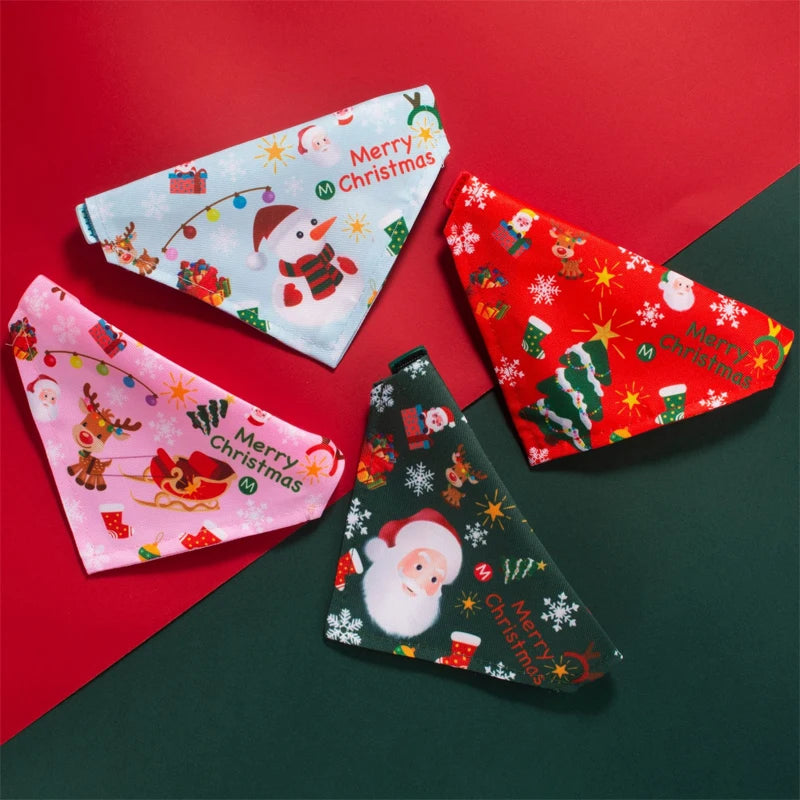 Christmas Pet Bandanas Collar – Santa Claus Cotton Scarf for Small Dogs & Cats | Finpaws Finland