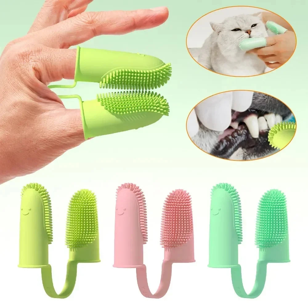 FinPaws Two-Finger Pet Toothbrush – Dogs & Cats Oral Cleaning Set