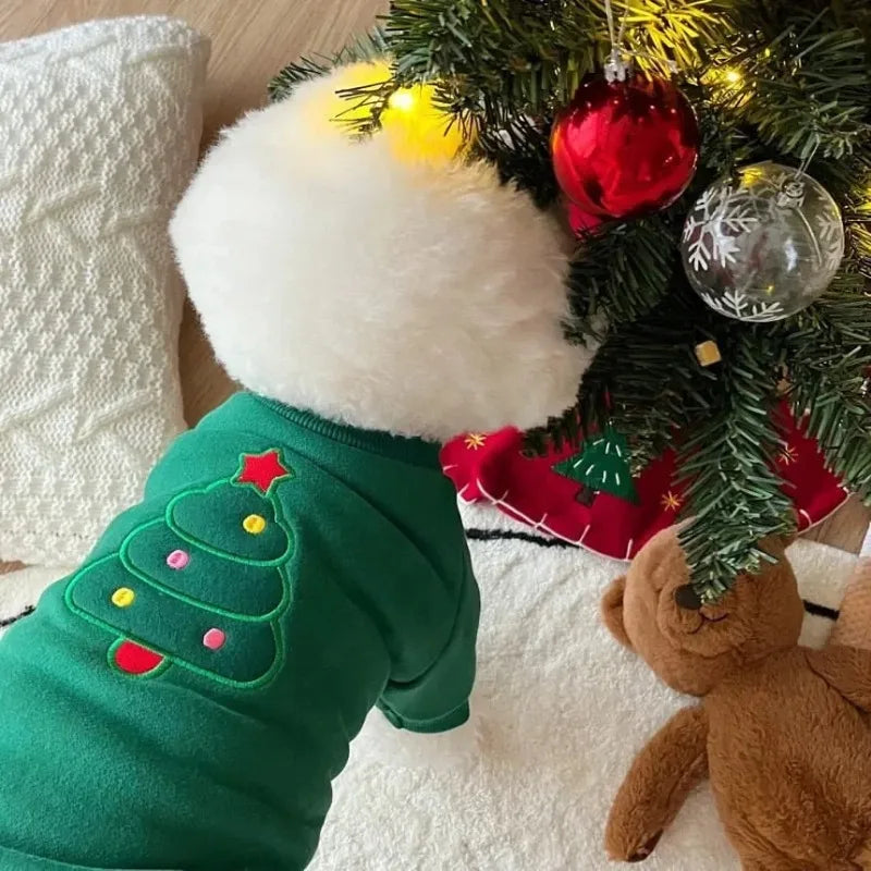 Cute Winter Pet Dog Christmas Hoodie – Plush Warm Coat for Small Dogs & Cats | FinPaws BrandBuddy