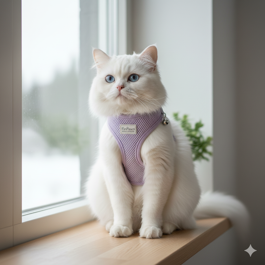 FinPaws BrandBuddy soft reflective cat harness and collar โ kissan tarvikkeet Suomessa, safe and comfortable gear for cats in Finland.